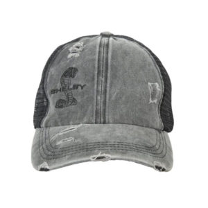 Ladies Shelby Distressed Black/Grey Ponytail Hat